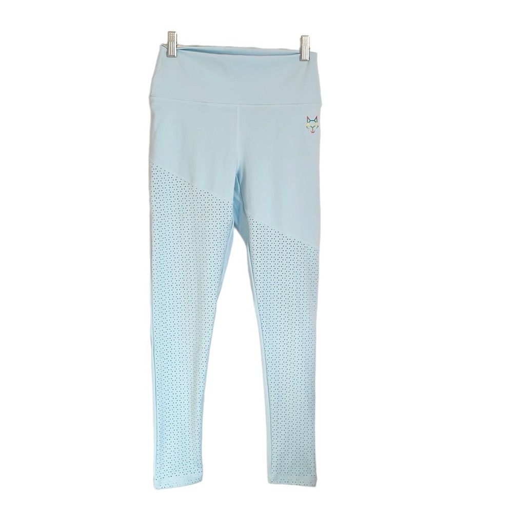 WULF Laser Cut Light Blue Mid-Rise Full Lenght Active Leggings size M